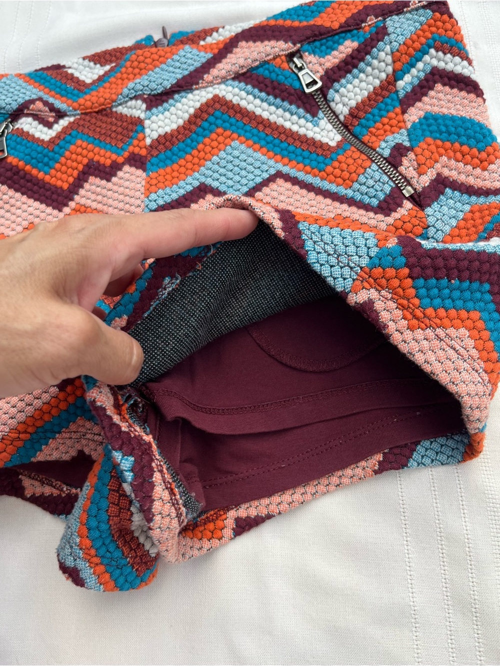 Free People Floyd High-Waist Chevron Knit Shorts - Orange, Blue, Maroon, White - Picture 5 of 8